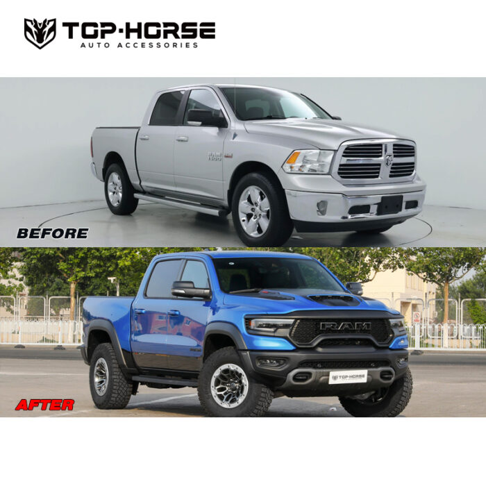 Dodge RAM 1500 Conversion To TRX Body Kit 2021 Old To New Facelift Body Kit Bumper